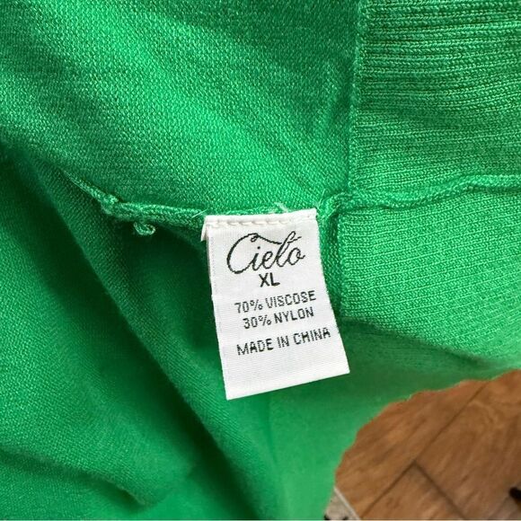 Cielo Green cardigan Sweater open front - Picture 7 of 8